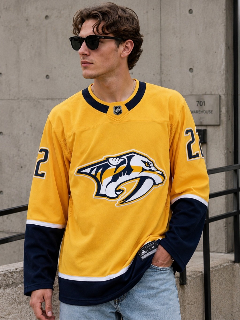 Adidas Shirt Nashville Men's Predators Kevin Fiala 22 Mens Us 48 Yellow Shirt #C